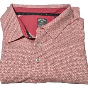 Callaway Opti-Dri Men's Swing Tech Short  Sleeve Golf Polo Coral Color Size 2X